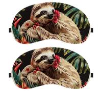 Sloth Tropical Flower (4) Ultra-Soft Sleep Eye Blindfold, 3D Contoured Light Blocking Mask for Travel Home Office, Comfortable Blindfold for Men Women