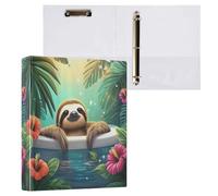 Sloth Tropical Flower Bathtub 3 D-Ring Binder A4 1 Pack with 200 Sheet for Kids School Supplies Women Men Office