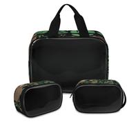 Sloth Tropical Leaves Makeup Bag for Women Men, Sloth Print Translucent Cosmetic Bag Wash Pouch Shower Bag 3 Pcs Travel Toiletry Toiletries Cosmetic Organizer