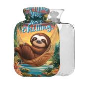Sloth Tropical Yellow Pattern Hot Water Bottle with Cover 2L Large Warm Water Bag for Men Women Pain Relief