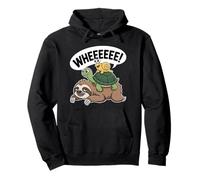 Sloth Turtle Snail Piggyback Funny Animal Lover Running Wild Pullover Hoodie