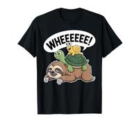 Sloth Turtle Snail Piggyback Funny Animal Lover Running Wild T-Shirt