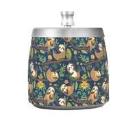 Sloth under The Tree Ashtray with Lid Outdoor Ash Tray Sets for Cigarettes Patio Stainless Steel Windproof