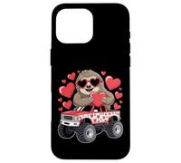 Sloth Valentine Monster Truck Holding Heart Cute Love Design Case for iPhone 16 Pro Max