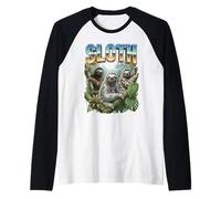 Sloth Vintage 70s 90s Retro Sloth Animal Lover Sloth Raglan Baseball Tee