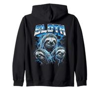 Sloth Vintage 80s Retro Funny Animal Sloth 90's Men Women Zip Hoodie
