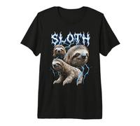 Sloth Vintage 90s Heavy Metal Retro Sloth Animal Lover Premium T-Shirt