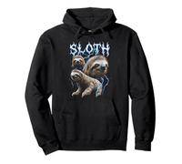 Sloth Vintage 90s Heavy Metal Retro Sloth Animal Lover Pullover Hoodie