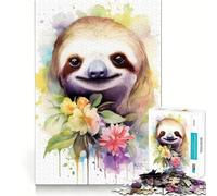 Sloth Watercolor 1000 Pieces Jigsaw Puzzles for Teenagers Logic Ability Toy Light Relax Accurate Cut Classic Gift 38x52cm