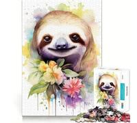 Sloth Watercolor 1000 Pieces Jigsaws Adults Puzzles Gifts Reason Skill Toy Stress Release Exact Cut Santa Wish List 50x75cm