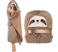 Sloth Wearable Hooded Blanket for Adults - Fluffy Super Soft Shaggy Faux Fur, Fuzzy Warm Cozy Plush Furry Fleece & Sherpa Hoodie Throw Cloak Wrap - Sloth Gifts for Women Adults and Kids