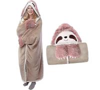 Sloth Wearable Hooded Blanket for Adults - Super Soft Warm Cozy Plush Flannel Fleece & Sherpa Hoodie Throw Cloak Wrap - Sloth Gifts for Women Adults and Kids