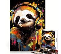 Sloth Wearing Headphones Puzzles for Adults 1000 Pieces Strengthen Memory Stress Relief Smooth Edge Heartfelt Gift 50x75cm