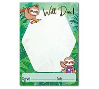 Sloth Well Done Note Home - Teachers Reward Certificate Notepad - A6 Size x 50 Sheets (2 x Notepads)