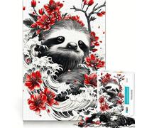 Sloth with Cherry Blossoms Jigsaw Puzzles 1000 Pieces for Teenagers Smart Toy Home Pastime Accurate Cut Thoughtful Gift 50x75cm