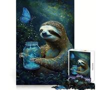 Sloth with Firefly Jar Jigsaw Puzzle for Teenagers 1000 Pieces Brain Skill Home Activity Exact Edge Festive Gift 38x26cm