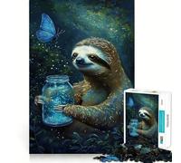 Sloth with Firefly Jar Jigsaw Puzzle for Teenagers 1000 Pieces Brain Skill Home Activity Exact Edge Festive Gift 38x26cm