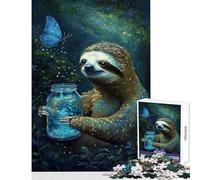 Sloth with Firefly Jar Puzzles for Teenagers 1000 Piece Great Gifts for Games Tough Challenge Home Decoration Toys for Age 14+ Game (38x52cm)