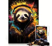 Sloth with Headphones 1000 Piece Jigsaw Puzzles for Teenagers Jigsaw Solid Logic Toy Calm Fun Precision Cut Santa Wish Item 50x75cm