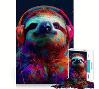 Sloth With Headphones 1000 Piece Jigsaws for Teenagers Mind Exercise Toy Mental Relax Design Assembly Santa Wish List 38x26cm