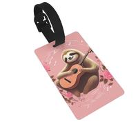 Sloth with Musical Notes Luggage Tag PVC Travel Bag Tag with Strap ID Card Label for Suitcase Backpack Carry On Baggage Identifier