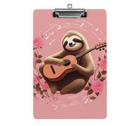 Sloth with Musical Notes on Background Clipboard 8.5×12.5 Inch Acrylic Clip Board with Metal Clip A4 Letter Size Decorative Clipboard Cute Hanging Clipboards for Office, Teacher, Nurse, Doctor,