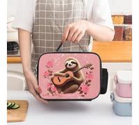 Sloth with Musical Notes on Background Insulated Lunch Bag for Women Lunch Box Large Capacity, Leakproof Tote with Detachable Handles- 5-Hour Cold/Hot Retention Cooler Bag for Office, Picnic, Camping