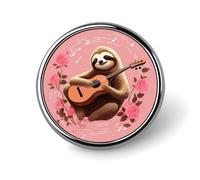 Sloth with Musical Notes on Background Lapel Pin Cute Metal Brooch Pin Fashionable Round Badge for Shirts, Hats, Jackets Unique Fashion Accessories Gift for Men & Women