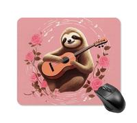 Sloth with Musical Notes on Background Mouse Pad Square Laptop Mouse Mat Cute Computer Mousepad Keyboard Pad Non-Slip Desk Pads for Gaming Office Work Home 25 * 30cm