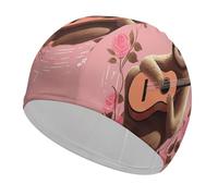 Sloth with Musical Notes on Background Swim Cap for Women Men Swimming Hat Bath Waterproof Pool Caps for Long Thick Curly Hair