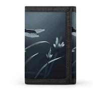 Sloth with Musical Notes on Background Trifold Wallet Front Pocket Coin Purse - Slim Credit Card Holder for Men & Women, Dragonfly Silhouette, One Size, Classic