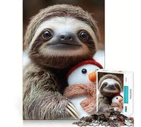 Sloth with Snowman 1000 Pieces Jigsaws Adults Puzzles Gifts Reason Skill Toy Stress Release Exact Cut Santa Wish List 38x26cm