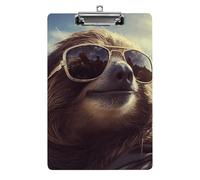 Sloth with Sunglasses Clipboard, A4 Acrylic Clipboard with Hanging Hole, Ultra-Light Clip Board - Holds 100 Sheets, Shatterproof Document Holder for Office, 12.5" X 8.5"