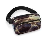 Sloth with Sunglasses Fanny Pack Waterproof External Pocket Portable Waist Pack Outdoor Adjustable Strap Lightweight Waist Bag for Workout Traveling Casual Running Hiking Cycling