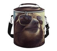 Sloth with Sunglasses Lunch Bag, 15L Portable Leakproof Picnic Basket with Shoulder Strap, Insulated Picnic Cooler Bag for Camping, Beach, Hiking & Groceries