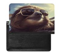 Sloth with Sunglasses Passport Holder Passport Wallet Document Organizer Protector PU Leather Card Slot Travel Accessories