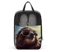 Sloth with Sunglasses Shoe Bag Waterproof & Breathable Shoe Pouch for Travel, Portable Carry Case for Sports Sneakers, Gym, Vacation