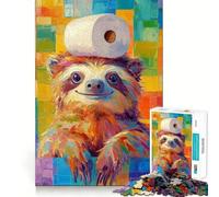 Sloth with Toilet Paper 1000 Pieces Jigsaws Adults Puzzles Gifts Mind Skill Toy Quiet Fun Design Assembly 38x26cm