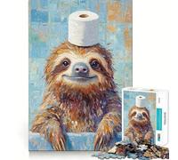 Sloth with Toilet Paper on Head 1000 Piece Jigsaw Puzzles for Adults Memory Boost Family Joy Pattern Assembly Santa Wish Pick 38x52cm