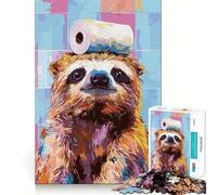 Sloth with Toilet Paper on Head 1000 Piece Jigsaw Puzzles for Teenagers Jigsaw Solid Logic Toy Calm Fun Precision Cut Santa Wish Item 38x52cm