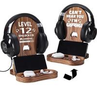 Slothoem 12 Year Old Birthday Gifts for Gamer Teenage Boy, 12th Birthday Gift Ideas, Level 12 Unlocked Wooden Headset Stand, 12th Birthday Decorations for Boy, Birthday Gifts for 12 Year Old Boys Girl