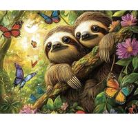 Sloths Diamond Art Kits Adults, Butterfly Diamond Painting Kit for Beginner, DIY Round Full Drill Gem Art Set Mosaic Kits for Adults 5D Crystal Rhinestone Crafts for Home Wall Decor 40x50cm, Model205