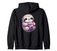 Sloths Drinks Bubble Tea Kawaii Galaxy Boba Sloth Zip Hoodie
