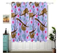 Sloths in The Jungle Curtains for Children Bedroom,Eyelet Blackout Curtains for Nursery/Short Window for Home Decor,54£¨H£©x 55(W) in,2 Panels