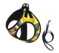 Sloths On Yellow Lemons Print Small Dog Harness And Leash Set, Adjustable Soft Vest With 360° Reflective Straps For Cats Puppy