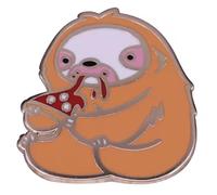 Sloths Sloth Eating Pizza Tropical Rainforest Rain Forest Canopy Trees Tree Hanging Slow Claws Cartoon Cute Kawaii Kids Children Animal Jungle 1.2" Enamel Pin Badge