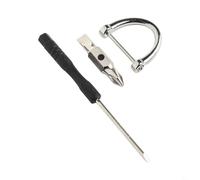 Slotted and Cross-Head Screwdriver Keychain, Dual-Ended Metal Flathead for Phillips Tool for Small Screw Removal, Portable Horseshoe-Shaped Pocket Driver with