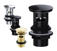 Slotted Basin Waste for Overflow Basins - Durable Chrome, Matte Black, & Brushed Brass Finishes - Standard & Dome Designs, Rust-Resistant, Quick Install, Modern Bathroom Accessory (Matt Black)