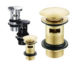Slotted Basin Waste for Overflow Basins - Durable Chrome, Matte Black, & Brushed Brass Finishes - Standard & Dome Designs, Rust-Resistant, Quick Install, Modern Bathroom Accessory (Brushed Brass)