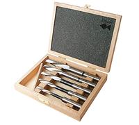 Slotted Drill Bit Set 5 Pieces Twisted Design Left Hand Diameter 8-16 mm Shaft 16 mm in a Wooden Case